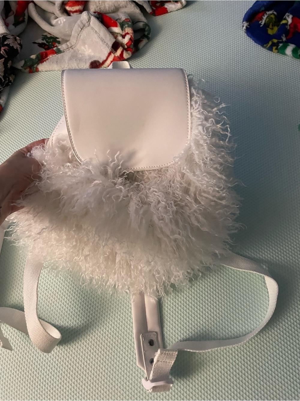Clueless brand Cher White Faux Fur Mini Backpack